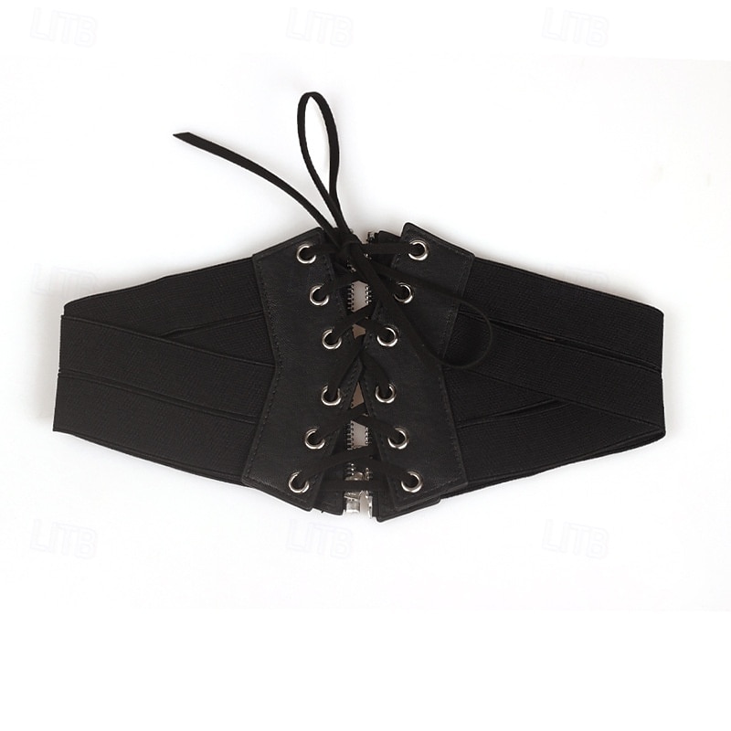 Mujer Cinturón PU Negro Cinturón Ancho Calle Festivos Puntos Redondos 2025 - $15.99 –P3