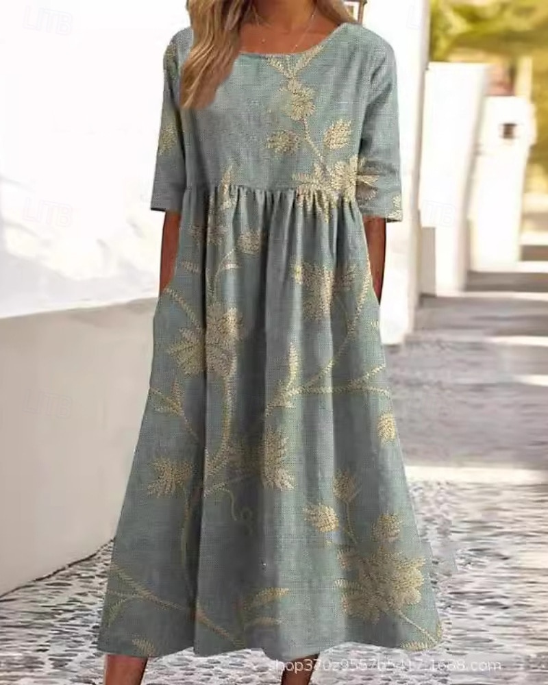 Femmes Robe Midi Robe Décontractée Robe Fleurie Classique Moderne Extérieur Quotidien Fête Coupe régulière Fleur Manche Courte Col ras du cou Jaune Bleu Fuchsia Abricot Été de 2025 ? $22.99 –P2