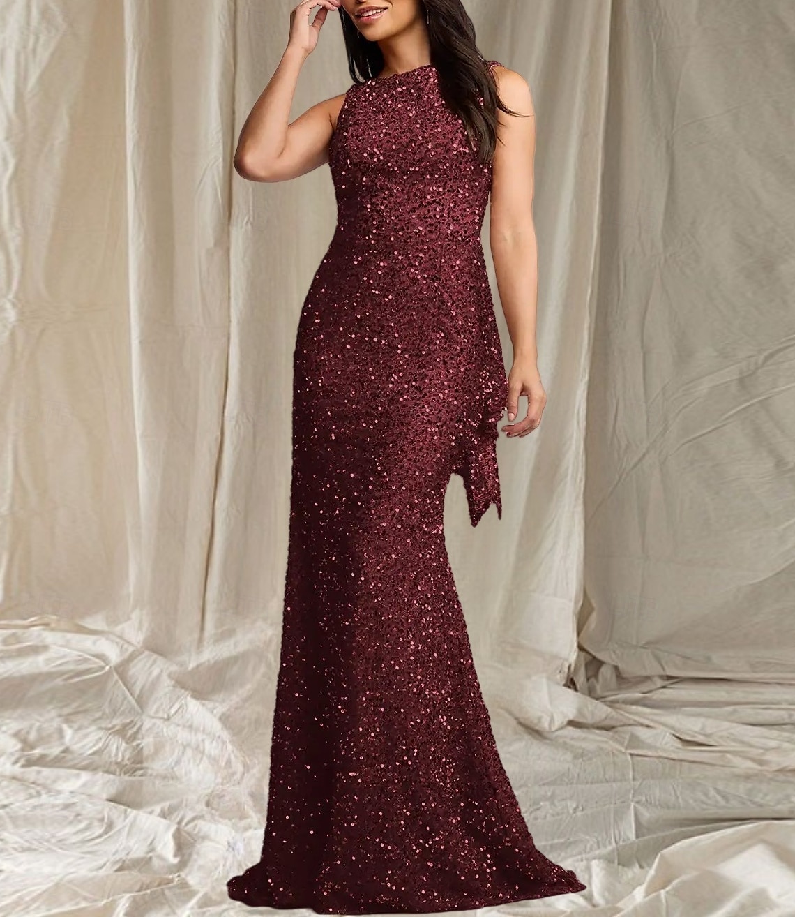 Trompetă / Sirenă Rochie Mama Miresei Invitat la nunta Elegant Strălucitor & Sclipitor Stil Nautic Lungime Podea Paiete Fără manșon cu Paiete 2025 2025 - $161.99 –P1