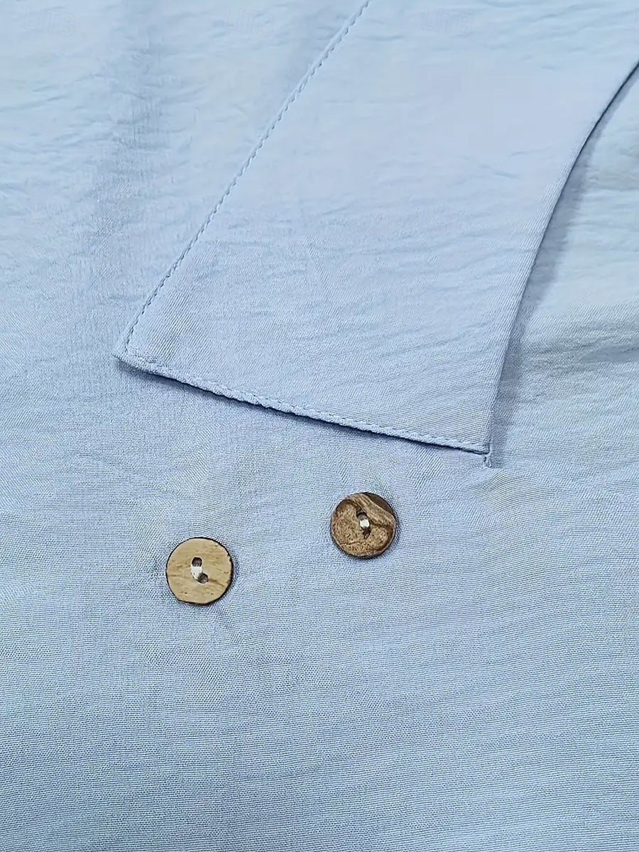 Pentru femei Bluză Culoare solidă Elegant Casual Manșon scurt Asimetric Topuri obișnuite Zilnic Concediu Plisată Albastru piscină Vară 2025 - $22.99 –P3