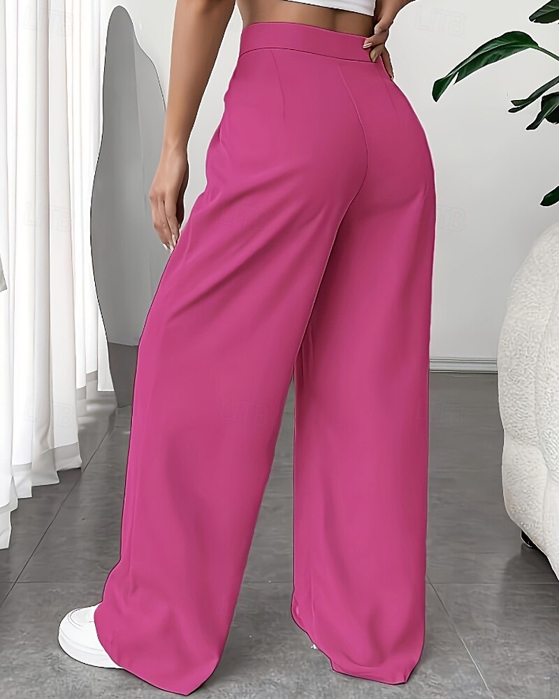 Per donna Gamba larga Pantaloni Eleganti Pantaloni Elegante Lunghezza intera Naturale Semplice Tasca Comodo All'aperto Confortevole All'aperto Ferie Weekend Verde mela Vinaccia Verde translucido del 2025 a $22.99 –P6