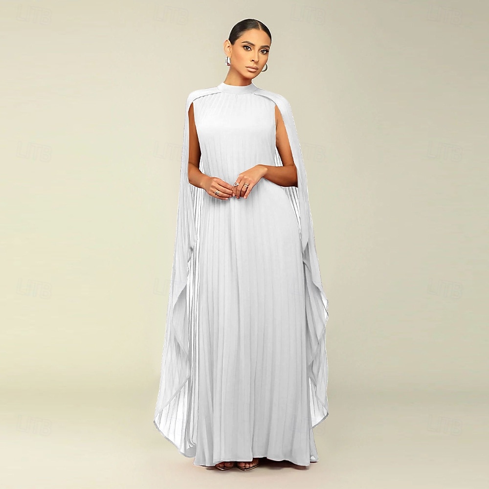 Abiti A-Line Quinceanera elegante abito formale matrimonio lunghezza al pavimento maniche lunghe scollo alto chiffon con pieghe del 2025 a $119.99 –P10