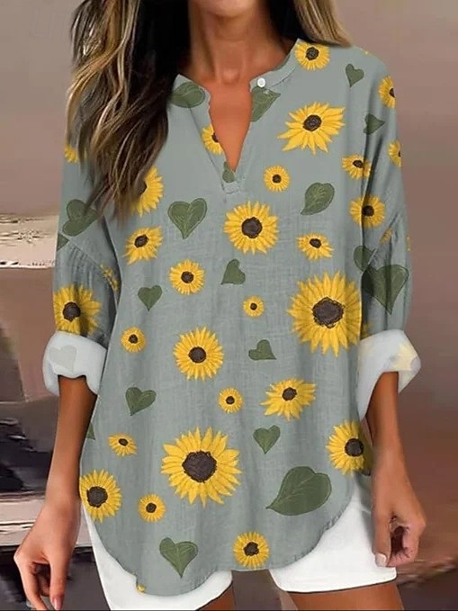 Női Boho ing Virágos Grafika Csehország Napi Alkalmi Hosszú ujj V-alakú Normál felsők Napi Szabadság Alkalmi Kollázs Nyomtatott Fehér Sárga Bor Sötétkék Poros kék Tavasz, Ősz, Tél, Nyár 2025 - $16.49 –P2