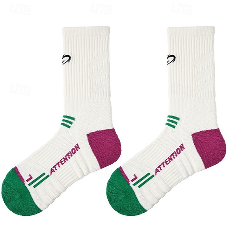 Calcetines deportivos Calcetines de tenis 1 Par Mujer Calcetines A prueba de resbalones Transpirable Tenis Baloncesto Corriendo Correr pepinillo Deportes Bloque de color Algodón Blanco + Verde Blanco 2025 - $7.19 –P5