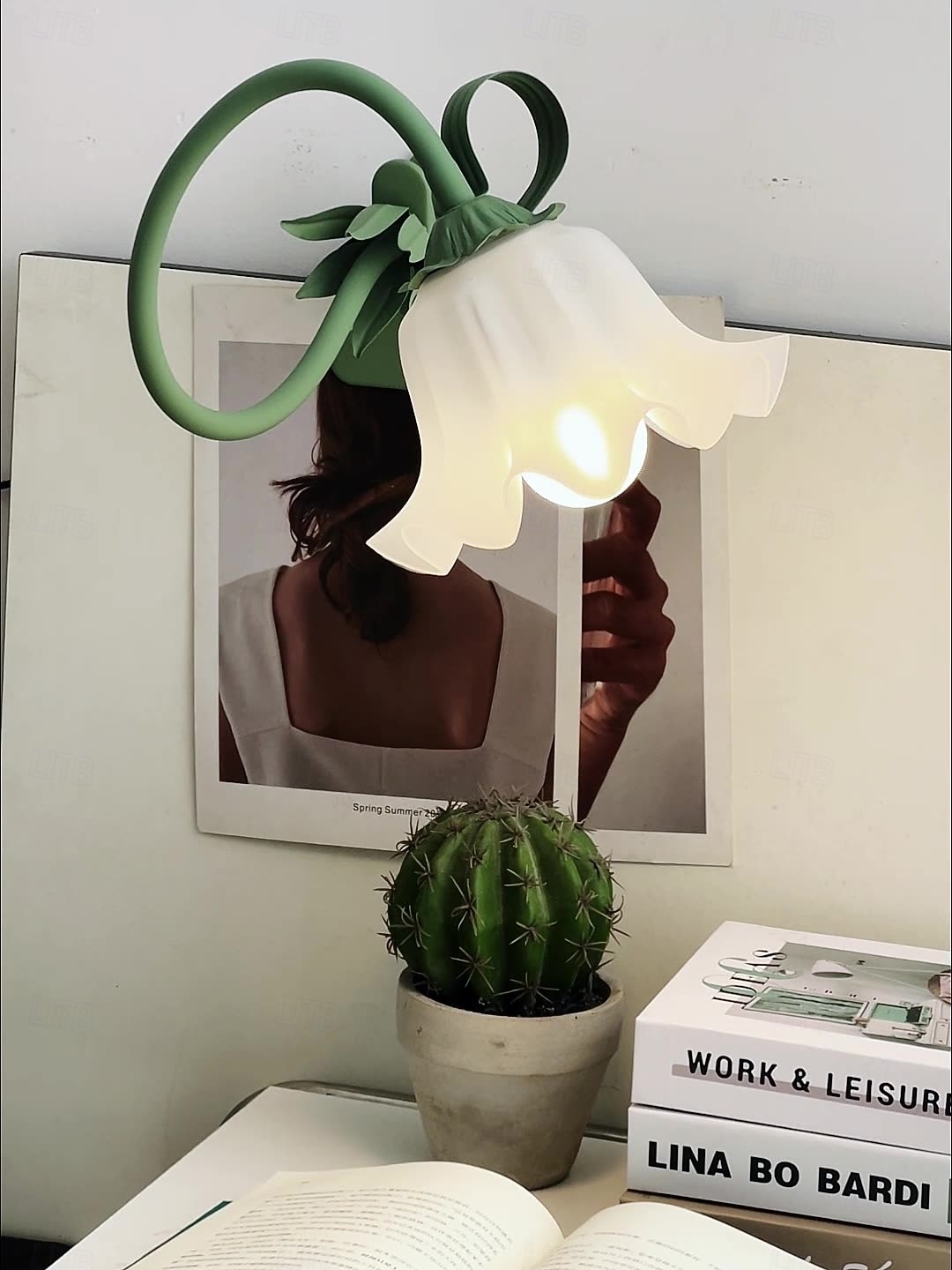 Květinová lucerna, moderní lilie, foukané skleněné stolní lampičky, noční světlo s USB, do ložnice, obývacího pokoje, patice E27 2025 - $61.99 –P7