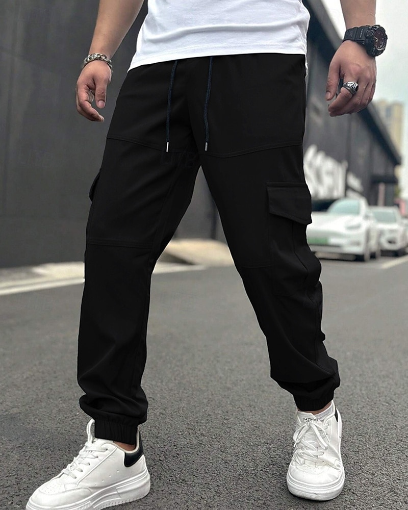 Men's Cargo Pants Trousers Drawstring Elastic Waist Multi Pocket Plain Wearable Daily Outdoor Camping & Hiking Fashion Classic Navy Blue Khaki 2026 - $27.99 –P3