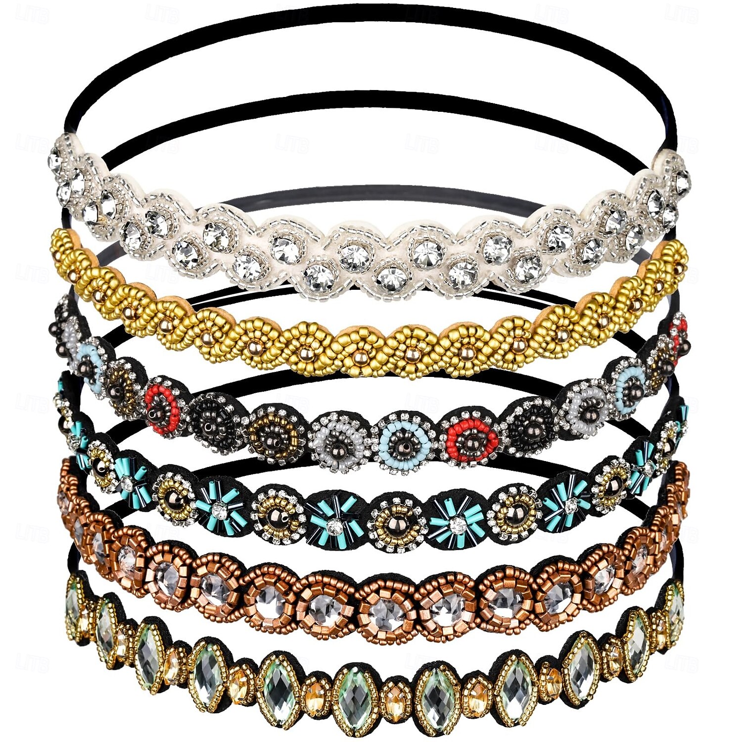 1 fascia per capelli con perline di strass, elastici per capelli per donne, donne e ragazze, accessori per capelli multicolore da 20 a 26,8 pollici del 2025 a $8.99 –P1