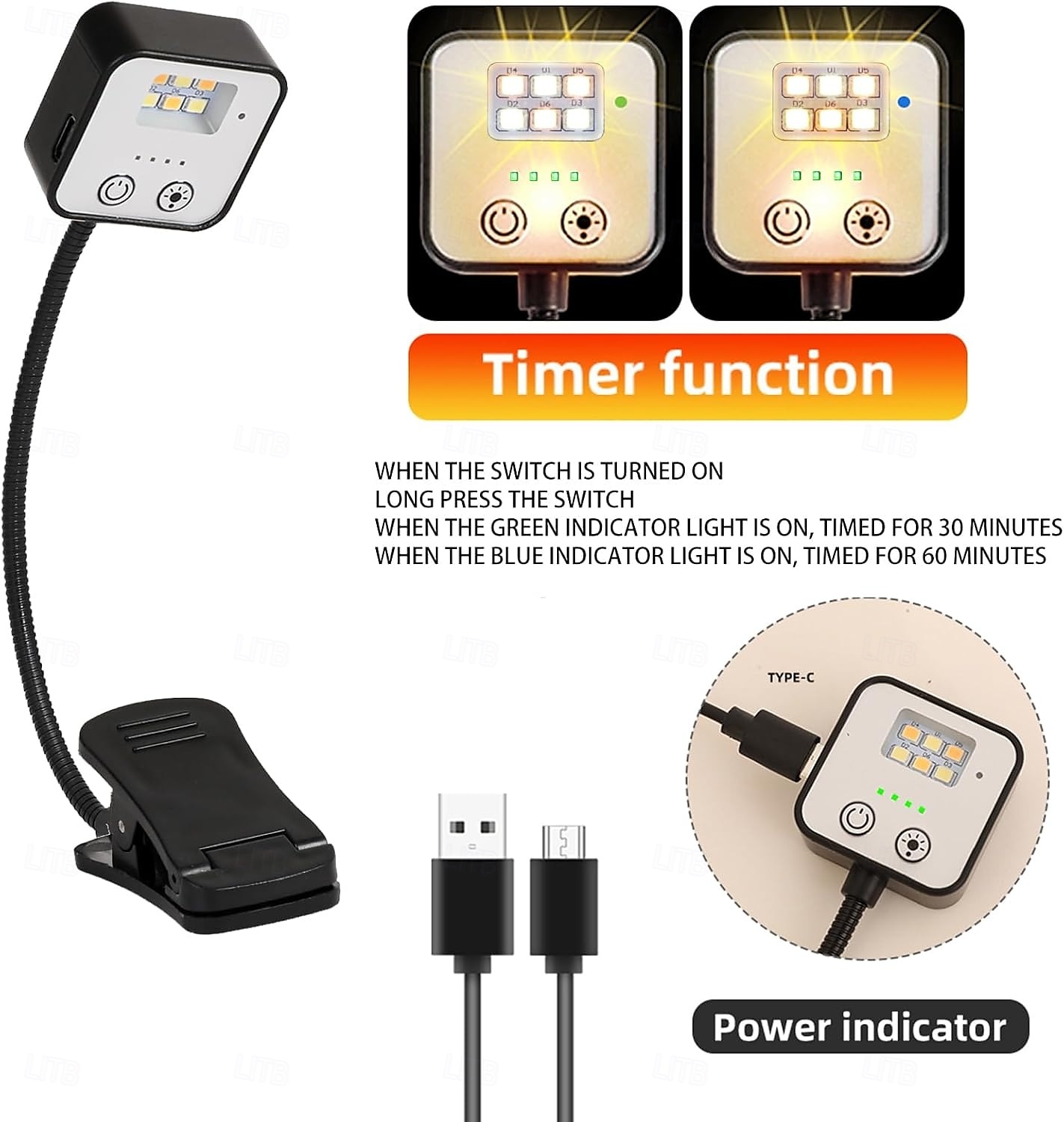oplaadbare boeklampjes om 's avonds in bed te lezen 6 led leeslampjes &geheugenfunctie - 3 kleurtemperaturen 5 dimbare helderheid lichtgewicht clip-on lampen voor boekenliefhebbers 2026 - $13.99 –P5