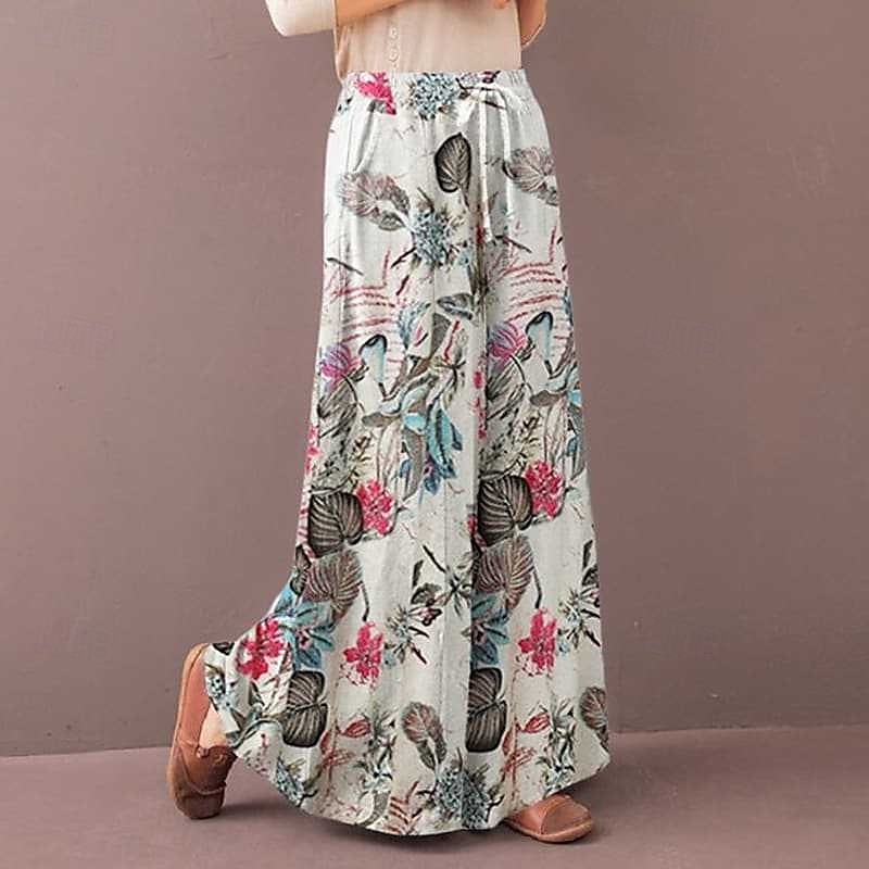 Per donna Pantaloni ispirati al lino Gamba larga Pantaloni Palazzo Streetwear Boho Lunghezza intera Misura del girovita medio Fiore Elastico in vita Traspirante Confortevole Micro-elastico All'aperto del 2025 a $17.99 –P2