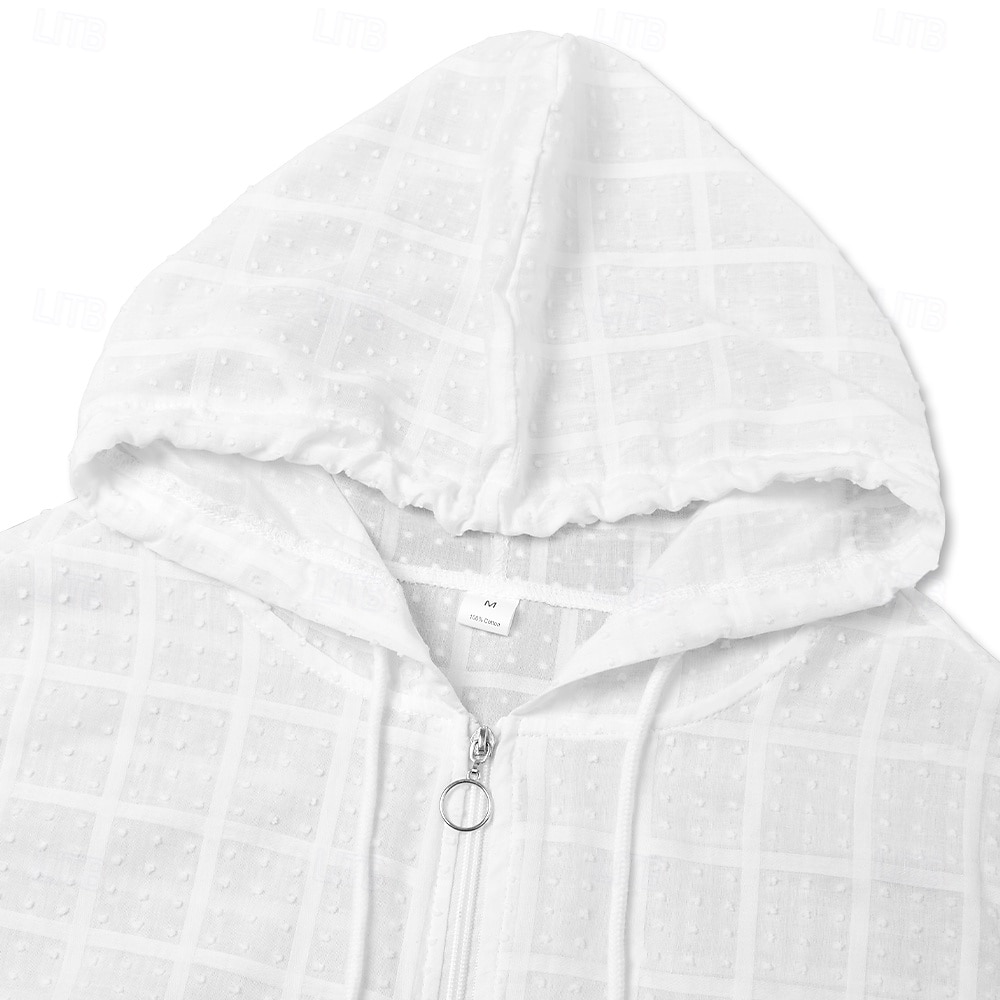 Herr Linne Zip Up hoodies Ärmlös hoodie Ärmlös Huva Vår & sommar Blommig Rutnät / Pläd Mode Ledigt Andningsfunktion Snörning Semester Ledigt Dagligen Svart Vit Rubinrött Topp t-shirt för män 2025 - $17.99 –P11