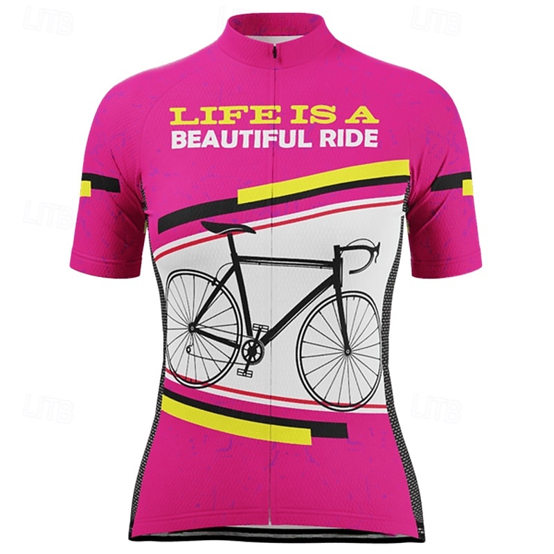 Women's Cycling Jersey Patterned Short Sleeve Bike Tee Tshirt Jersey Top with 3 Rear Pockets Mountain Bike MTB Road Bike Cycling Quick Dry Reflective Strips Moisture Wicking Breathable Sports Red 2026 - $30.99 –P2