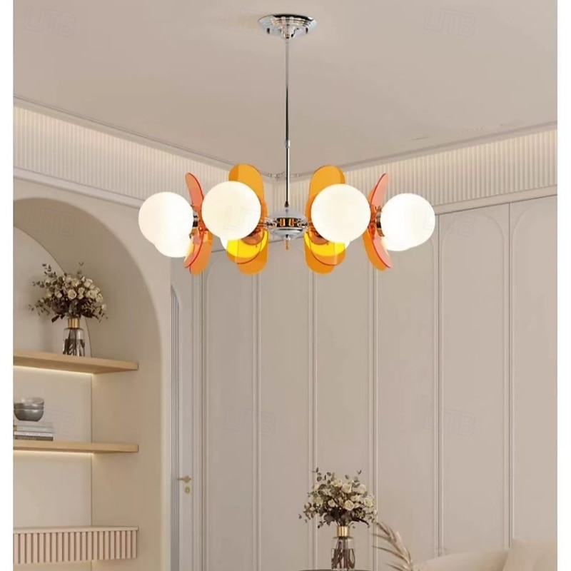 Luminária pendente LED 3/6/8 luzes, estilo moderno de meados do século, E14, lustre grande, globo branco, luminária de teto embutida em latão vintage Sputnik, luminária pendente de ilha de cozinha, de 2025 por $229.99 –P11