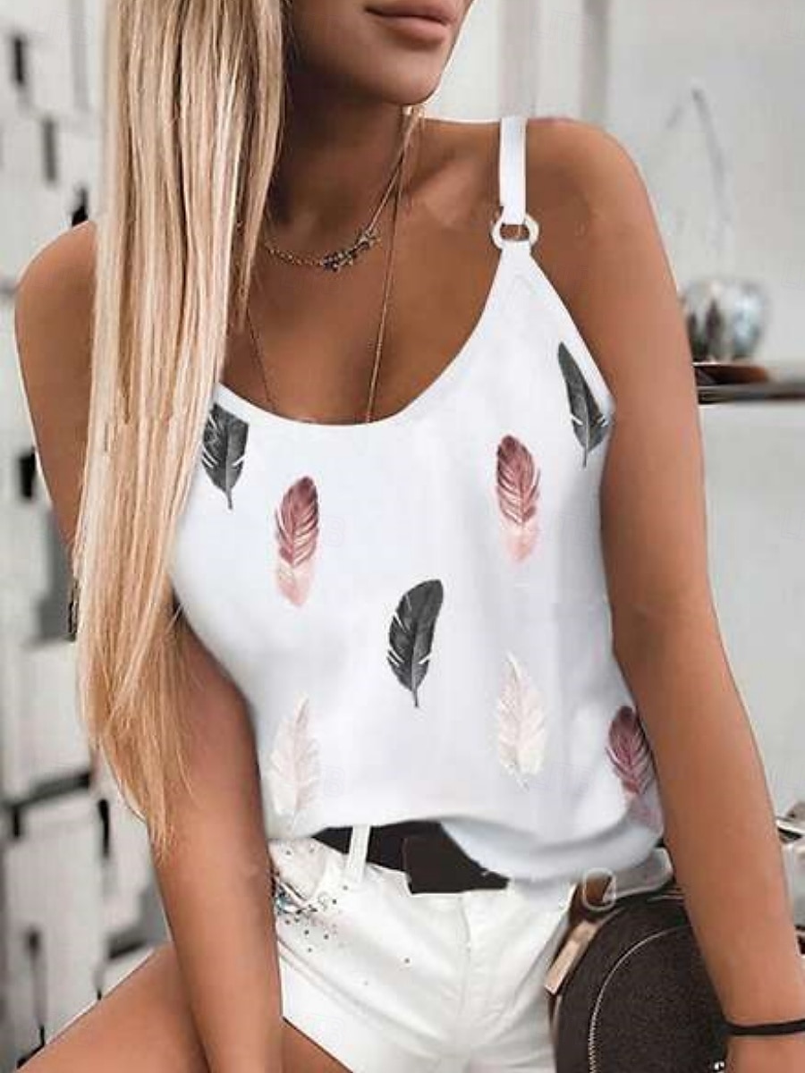 Damen Camisole-Tanktop Feder Täglich Lässig Ärmellos Träger Normale Oberteile Täglich Rückenfrei Druck Weiß Rosa Rote Blau Purpur Sommer 2025 - $17.99 –P1