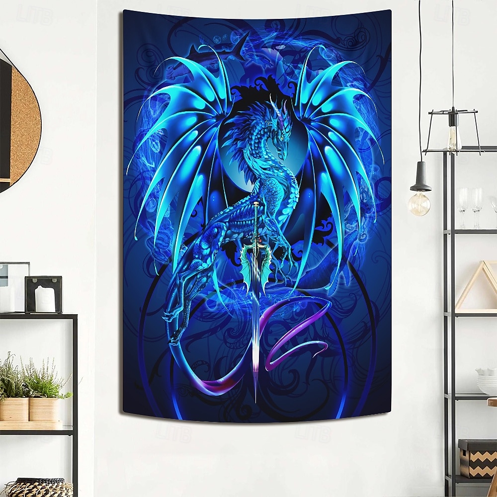 Ruth Thompson Blacklight Vev Som Lyser I Mørket Glow Party UV Reaktiv Trippy Tåkete Hengende Veve Veggkunst Mural Stue Soverom Drage-sverd SEABLADE 2025 - $16.99 –P5