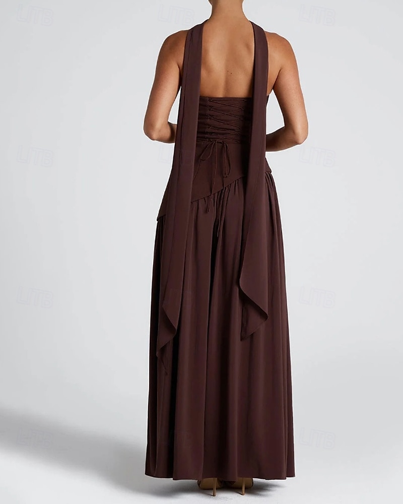 Damen Langes Kleid Maxikleid Weißes Kleid Abschlusskleid Partykleid Mode Party Abendgesellschaft Ausgehen Normale Passform Einfach Ärmellos Trägerlos Weiß Gelb Wein Marineblau Sommer 2025 - $29.99 –P7