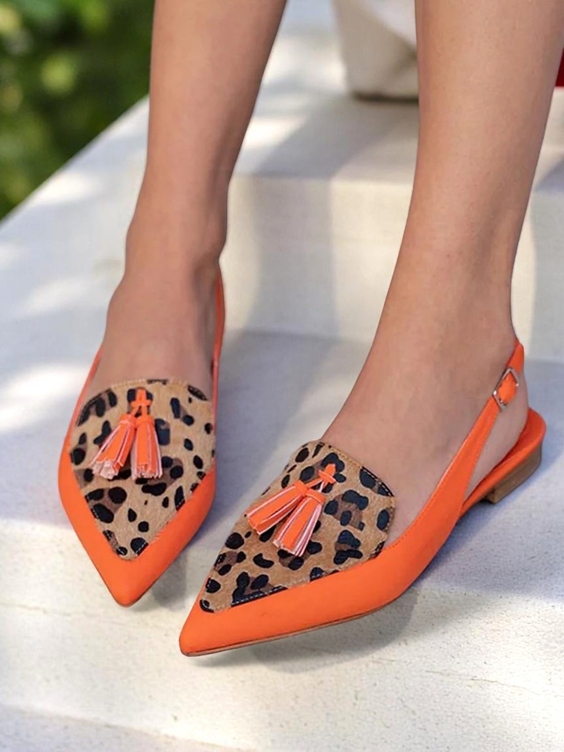 Women's Colorblock Suede Pointed Toe Slingback Flats - Pink and Purple Tassel Loafers for Adults, Daily Date & Trendy Casual Outings 2025 - $34.99 –P3