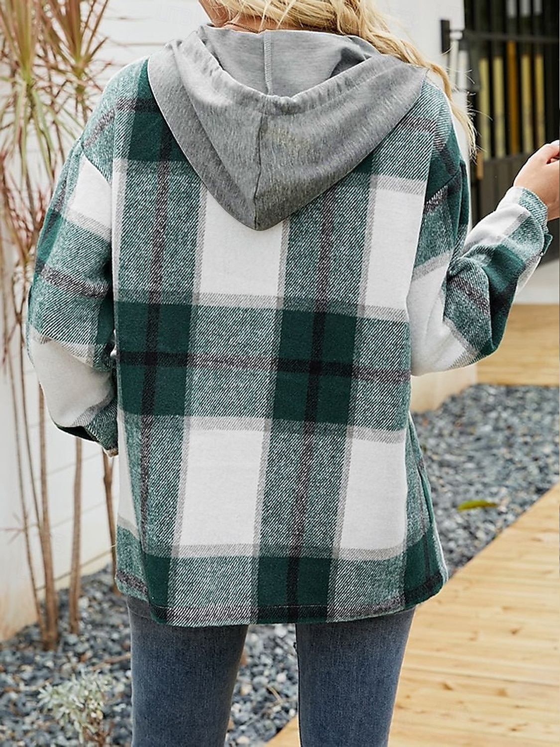 Damen Freizeitjacke Alltagskleidung Taste Plaid Lässig / Alltäglich Vintage Lockere Passform Oberbekleidung Langarm Sommer Weinrot S 2025 - $43.99 –P3