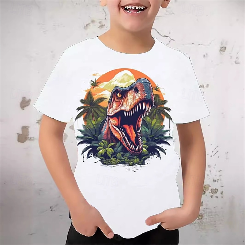 Ragazzi 3D Animale Dinosauro Maglietta Manica Corta Estate Primavera Moda Essenziale Bambini 4-12 Anni Girocollo All'aperto Casuale Quotidiano Vestibilità regolare del 2026 a $11.99 –P4