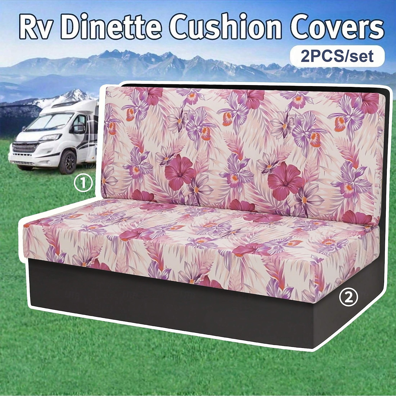 Copricuscini per dinette per camper, in seta di latte stampata, elasticizzati per tutte le stagioni, per camper - Coprisedili per furgoni da campeggio e divani per una protezione comoda e duratura del 2025 a $21.99 –P3