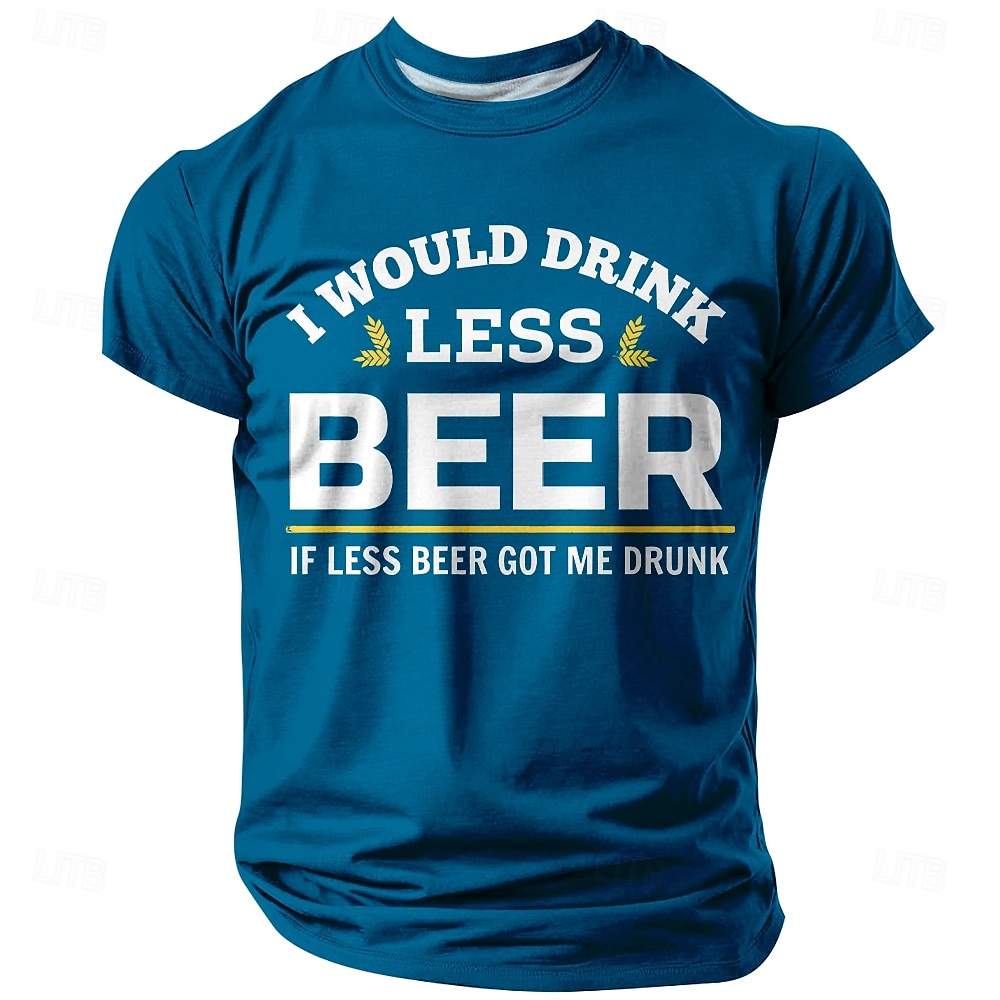 2025年 男性用おもしろ飲酒Tシャツ '少しでも酔わないためにビールを飲む量を減らすだろう'ビール好きのためのショートスリーブグラフィックTシャツ  コレクション – $17.99 –P2
