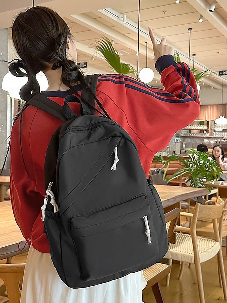 Sac à dos d'école unisexe en nylon de couleur unie avec design multi-poches - sac à dos léger et minimaliste pour adolescents et étudiants de 2025 ? $29.99 –P3