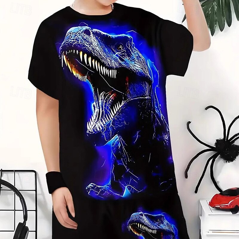 Boys 3D Dinosaur T-shirt & Shorts Set Short Sleeve Summer Spring Sports Fashion Daily Kids 4-12 Years Crew Neck Outdoor Vacation Sports Tailored Fit 2026 - $11.99 –P3