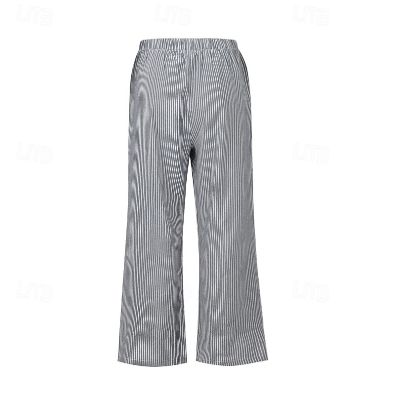 Per donna Pantaloni in cotone e lino Culotte Gamba Larga Pantaloni Eleganti Streetwear Casual Lunghezza intera Naturale A righe Tasca Elastico in vita Comodo Confortevole Streetwear Uscire Aalbicocca del 2025 a $28.99 –P4