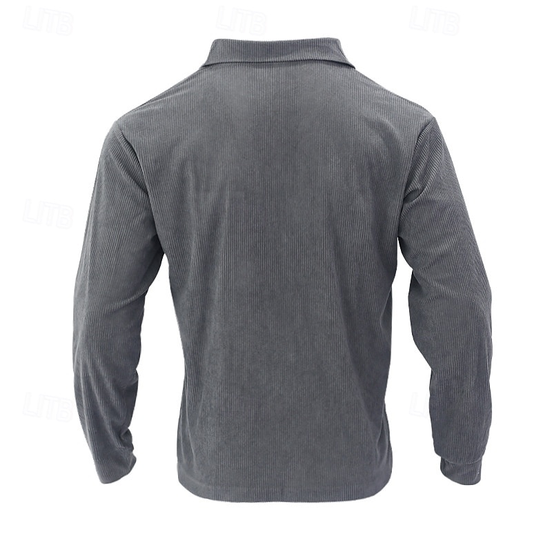 Herren Hemd Freizeithemd Arbeitshemd Cordhemd Knopfhemd Schwarz Armeegrün Dunkelgray Langarm Einfach Revers Urlaub Ferien Tasche Bekleidung Polyester Mode Lässig Bequem 2025 - $21.99 –P7