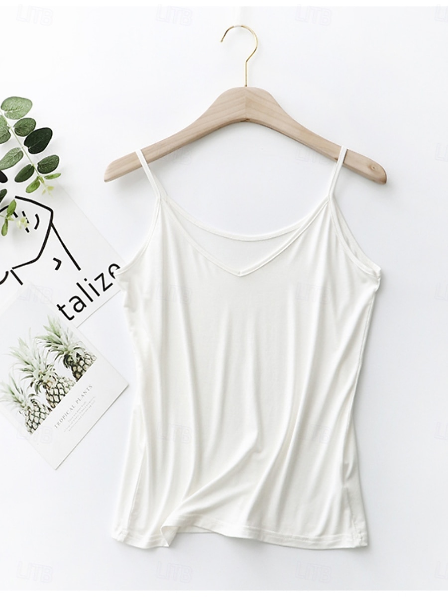 Pentru femei Camisole Tank Top Culoare solidă Zilnic De Bază Casual Fără manșon Cu Bretele Topuri obișnuite Zilnic Fără Spate Negru Alb Roz Îmbujorat Bleumarin Trifoi Vară 2025 - $6.49 –P6