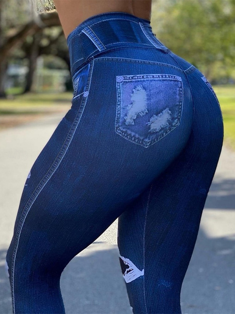 Damleggings byxor 3D-print chinos semester retro mode hel längd hög midja grafisk tryck bekväm mjuk komfortabel stretchig utomhus gatan svart mörk marinblå grå sommar slim fit 2025 - $13.99 –P5