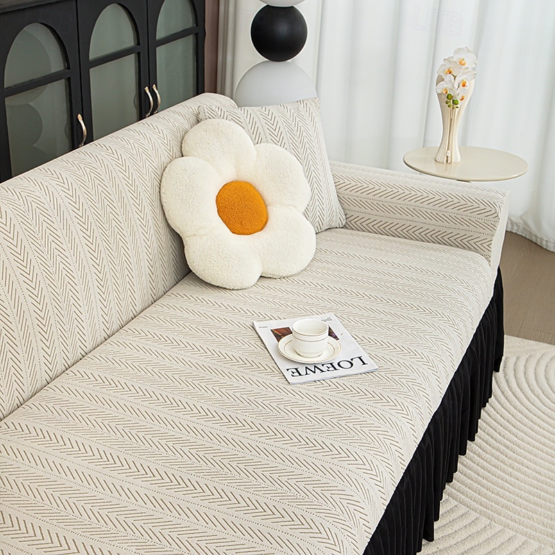 1 stk. sofatrekk med skjørt, enkelt jacquard integrert skjørt, sofatrekk med katteklo, universelt, pustende sofatrekk, universelt sofabeskyttelsestrekk til alle årstider 2025 - $33.99 –P10