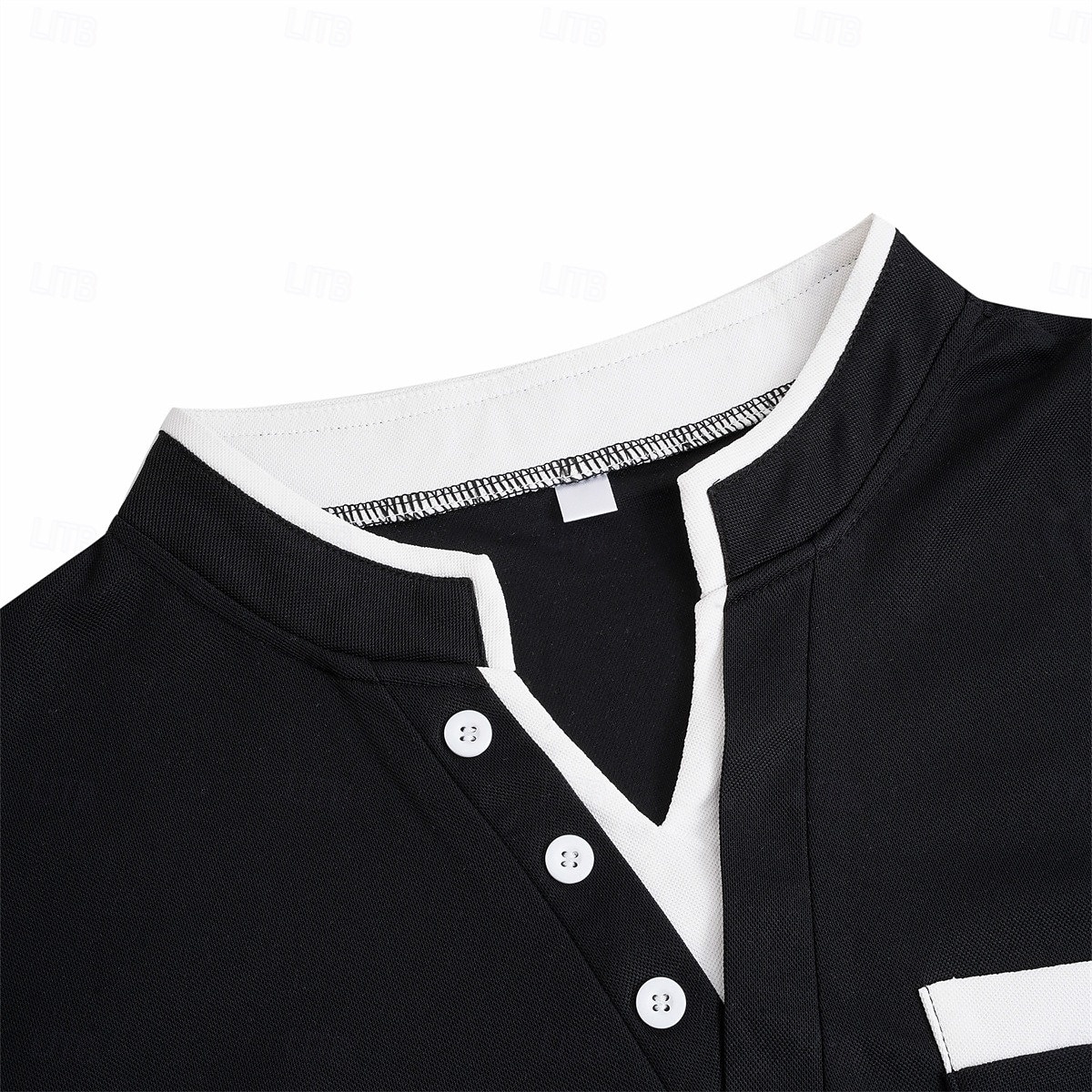 Homens Camisa com gola listrada Manga Curta Decote V Com Recorte Verão Primavera Tecido Moda Básico Moderno Botões duas peças falsas Rua Casual Diário Preto Branco Azul Marinha Top Tee para Homens de 2025 por $18.99 –P3