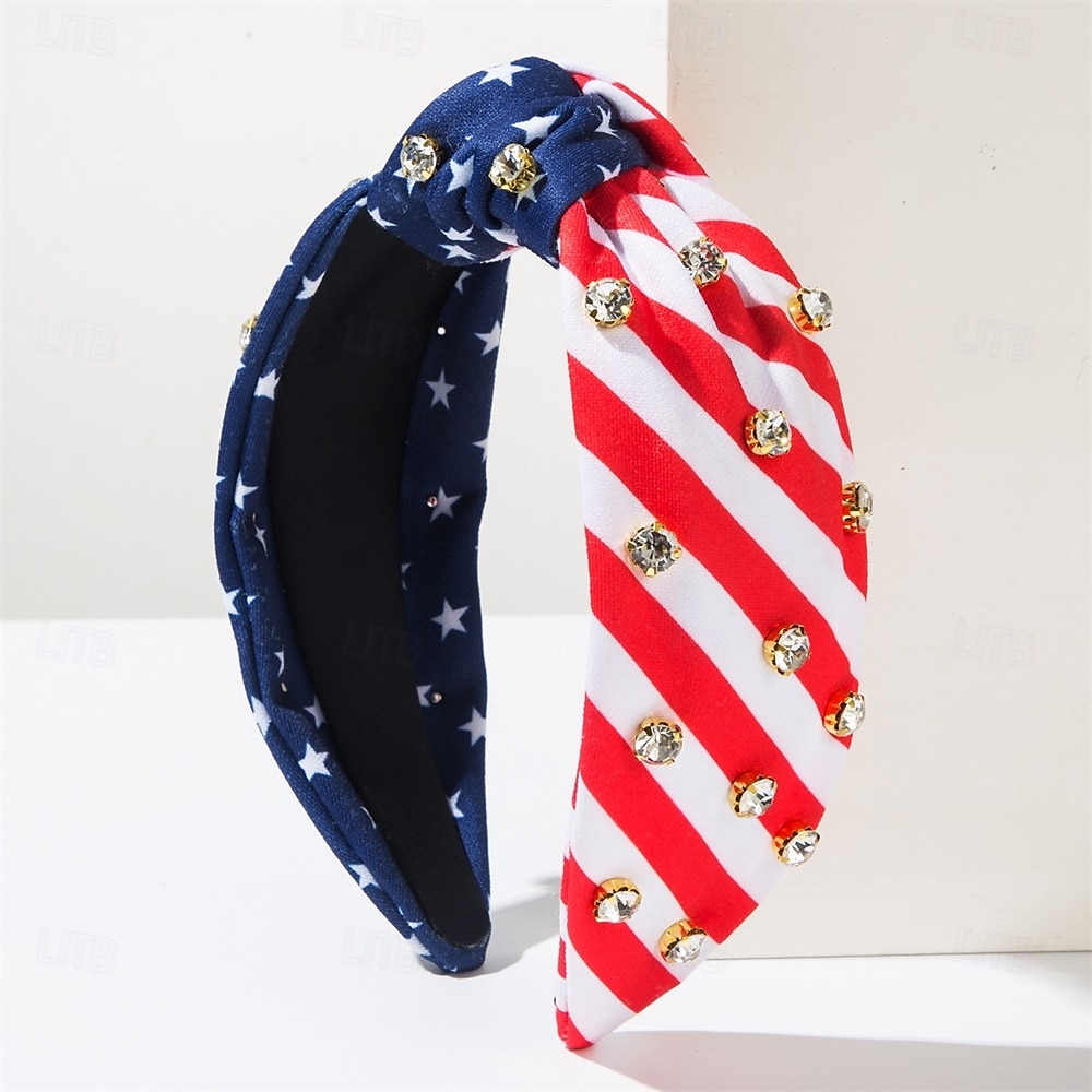 4 juli hoofdband voor vrouwen en meisjes, 4 juli geknoopte hoofdband, rood, wit en blauw, met pailletten en kralen versierde patriottische haarband, Amerikaanse vlag, Amerikaanse onafhankelijkheidsdag 2025 - $12.49 –P9