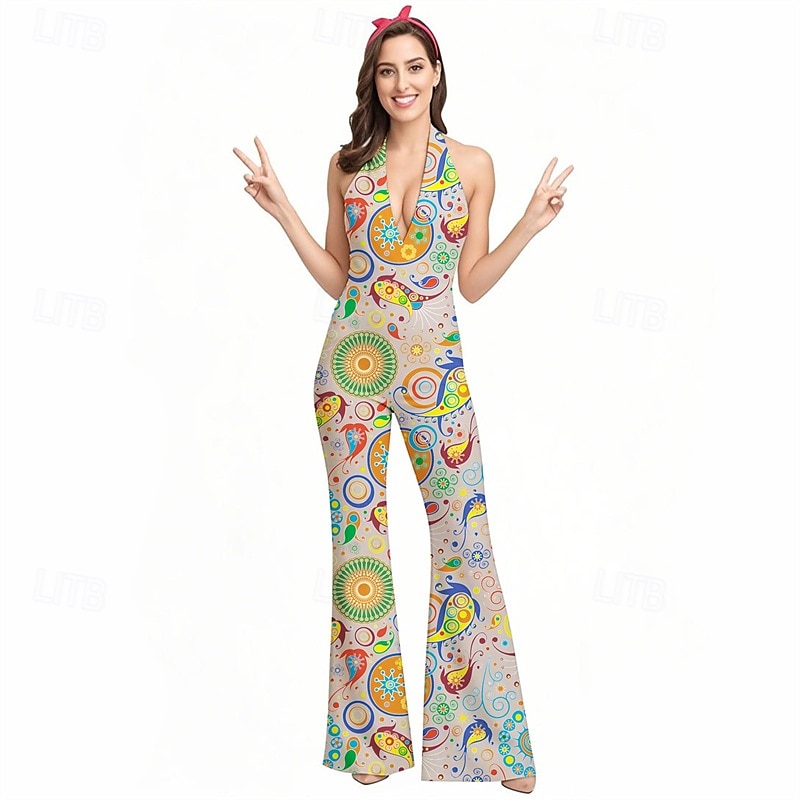 Retro Antiguo Boho Años 70 Pantalones acampanados Mono Hippie Disco Cachemir Tribal Mujer Víspera de Todos los Santos Carnaval Vacaciones Festival de Música Festival Adulto Mono 2025 - $29.99 –P2
