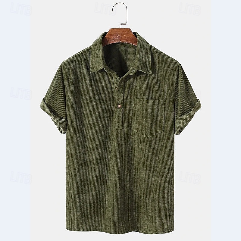 Homens Camiseta de Veludo Camisa de golfe Casual Trabalho Lapela Manga Curta Básico Moderno Tecido Botões Verão Normal Preto Amarelo Marron Camiseta de Veludo de 2026 por $25.99 –P6
