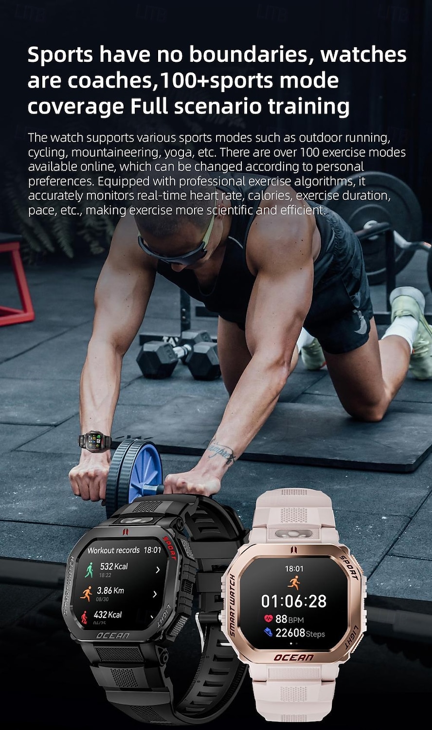 LOKMAT OCEAN GT Умные часы 1.75 дюймовый Смарт Часы Bluetooth Педометр Напоминание о звонке Датчик для отслеживания сна Совместим с Android iOS Женский Мужчины 2025 - $48.99 –P16