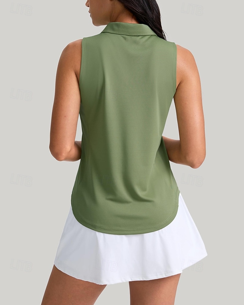 Γυναικεία Μονόχρωμο Πουκάμισο τένις Αμάνικο UPF50+ Γρήγορο Στέγνωμα Τέννις Γκολφ Μπάντμιντον Γιακά με φερμουάρ Μπλουζάκι Μπολύζες Μαύρο Βαθυγάλαζο Πράσινο Ρούχα τένις 2026 - $22.99 –P3