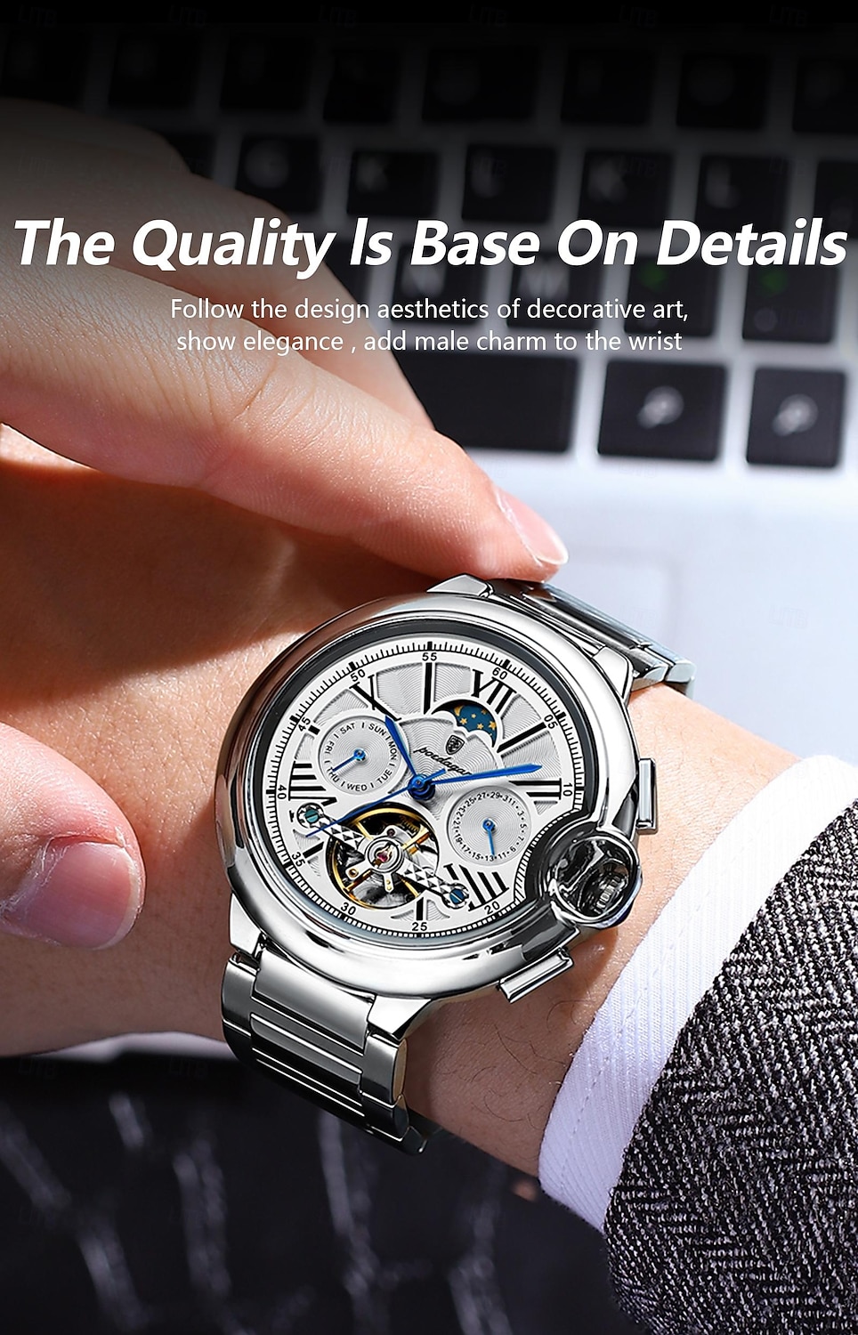 Luxury Man Watch Hollow Tourbillon Automatic Mechanical Men Watch Waterproof Date Week Stainless Steel Men's Watches 2025 - $63.99 –P3