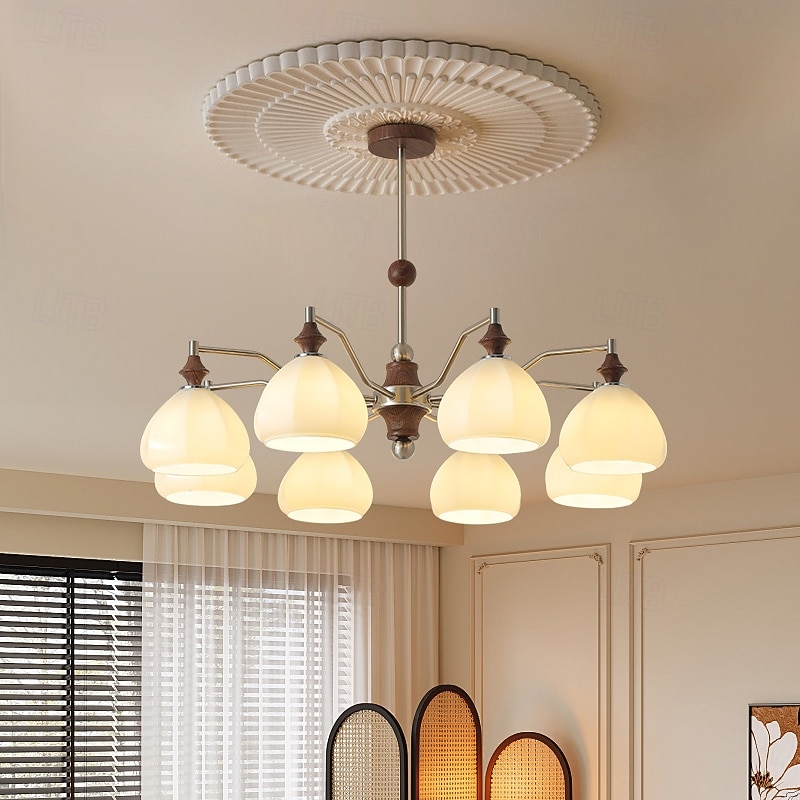 Lampadario a sospensione a LED con 3/6/8 luci, stile moderno di metà secolo, E27, grande globo bianco Sputnik, lampada da soffitto vintage in ottone a filo, lampada a sospensione per isola da cucina, del 2025 a $449.99 –P2
