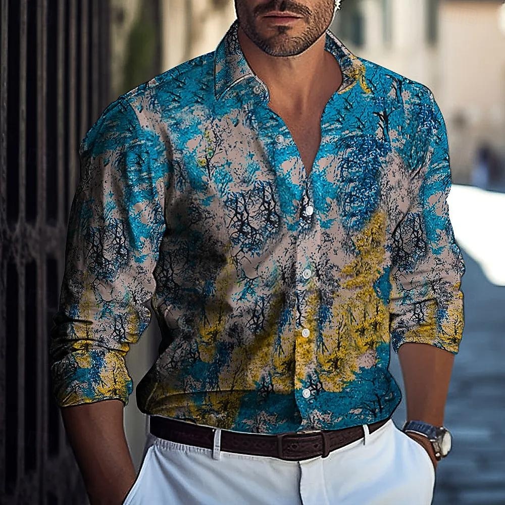 Voor heren Geometrisch Abstract Lijn Overhemd Overhemd met knopen Casual overhemd Lange mouw Mode-casual Formeel Vakantie Dagelijks gebruik Zomer Lente Strijkijzer 3D-afdrukken shirts met kraag Rood 2025 - $25.99 –P2