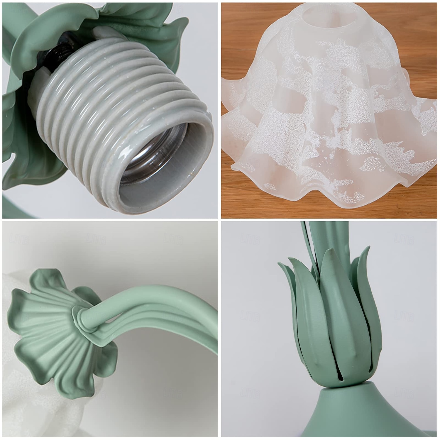 Lanterne à fleurs moderne en verre soufflé, lampe de chevet, veilleuse, 4 modes de couleur, intensité variable, pour chambre à coucher, salon, culot E27 de 2025 ? $66.99 –P5