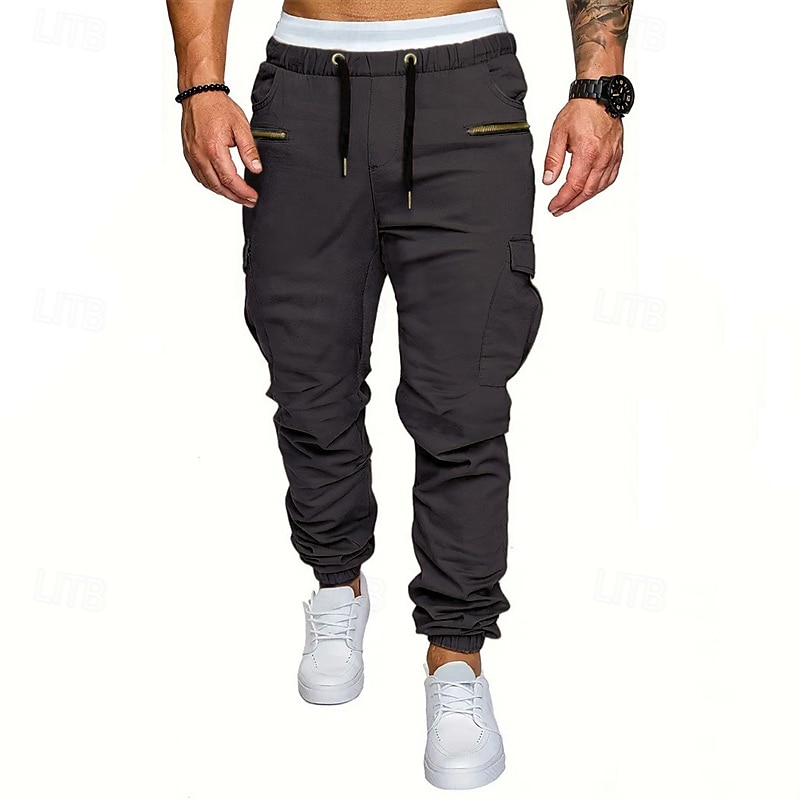 Per uomo Pantaloni Cargo Pantaloni Elastico in vita Coulisse Multi-tasche Semplice Indossabile All'aperto Quotidiano Campeggio & Escursionismo Moda Classico Nero Verde militare del 2026 a $27.99 –P1