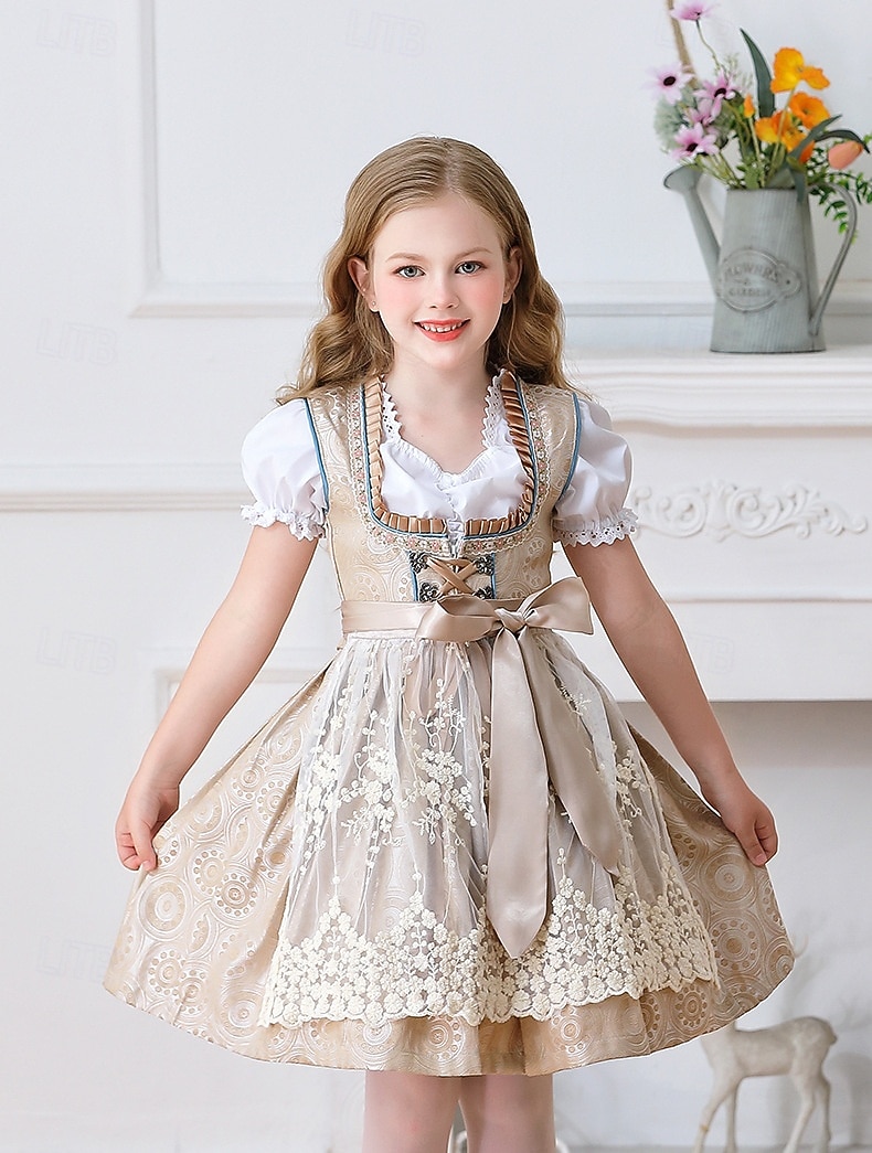 Oktoberfest Encaje Vestidos Delantal Blusa con falda acampanada Mucama bávaro Alemán Munich prados Chica Carnaval Festival de Cerveza Paño de estilo tradicional 2026 - $79.99 –P5