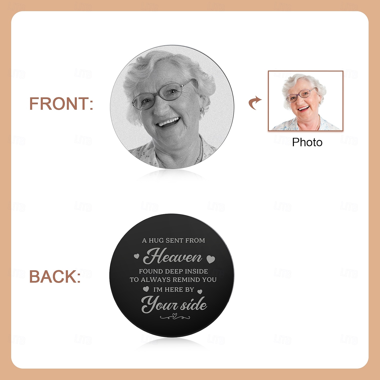 Portachiavi in pelle con foto commemorativa personalizzata, regali di condoglianze personalizzati per papà, mamma, amante, amico, festa del papà, festa della mamma, Natale, anniversario del 2025 a $10.99 –P6