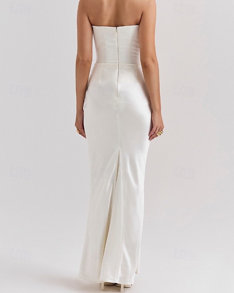 Femmes Robe Longue Maxi Robe Robe Blanche Robe de remise des diplômes Robe de Bal Robe de Soirée Élégant Mode Soirée Occasion Spéciale Coupe régulière Uni Sans manches Sans bretelles Noir Blanche de 2025 ? $31.99 –P5