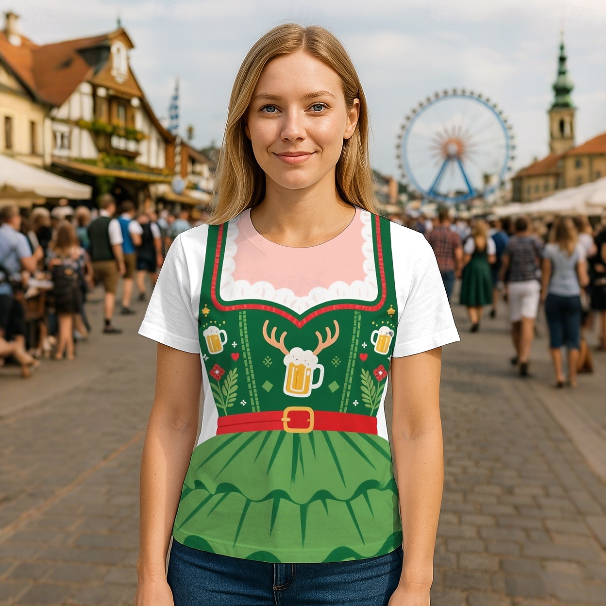 T-Shirt bávaro Munich Alemán Gracioso Camiseta Gráfico para Mujer Adulto Impresión 3D  para Carnaval Cerveza Oktoberfest Fiesta 2026 - $27.99 –P3