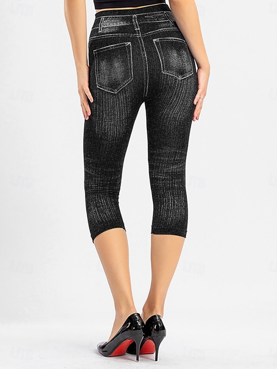 Women's Leggings Capri Pants 3D Print Chinos Vintage Streetwear Casual Calf-Length High Waist Plain Printing Comfy Soft Comfortable Stretchy Outdoor Street Black Red Blue Gray Summer Slim Fit 2025 - $3.99 –P3