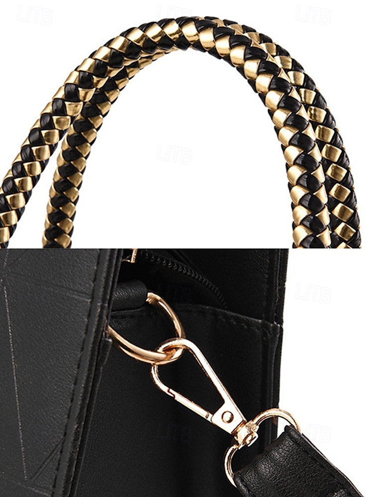Dámská kabelka z umělé kůže s perlovým přívěskem – elegantní geometrické horní ucho a crossbody kabelka do kanceláře, na každodenní dojíždění a formální příležitosti 2025 - $26.99 –P8