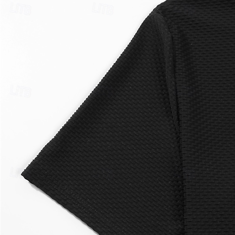 Herren Waffel-Poloshirts Golfshirt Arbeit Lässig Revers Kurzarm Basic Modern Einfach Knöpfe Sommer Normale Passform Schwarz Weiß Khaki Waffel-Poloshirts 2025 - $23.99 –P6