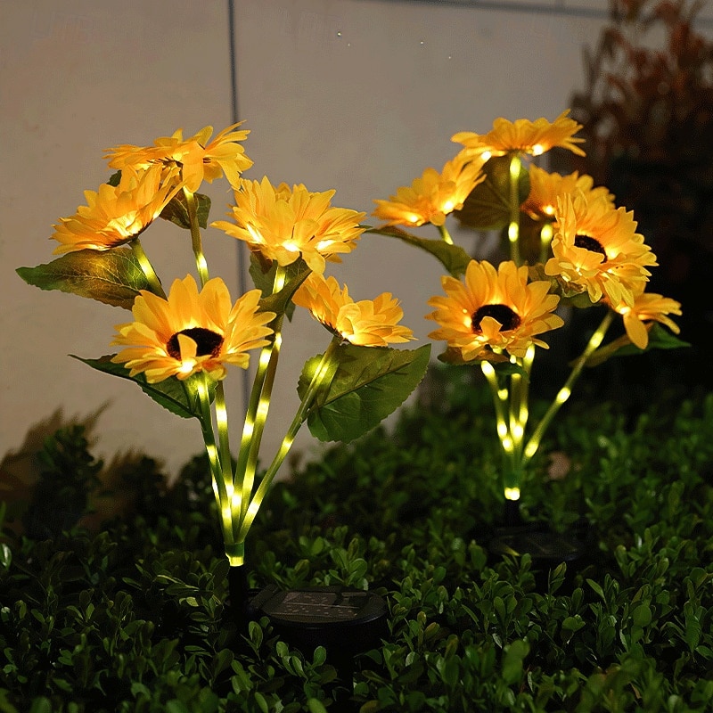 2 Pcs Outdoor Sunflower Flower Lights Waterproof Solar 6 Heads 53 Led Beads Sunflower Ground Insertion Light Pole Luminous Courtyard Garden Lawn Path Villa Park Landscape Light Wedding Festival 2026 - $23.99 –P4